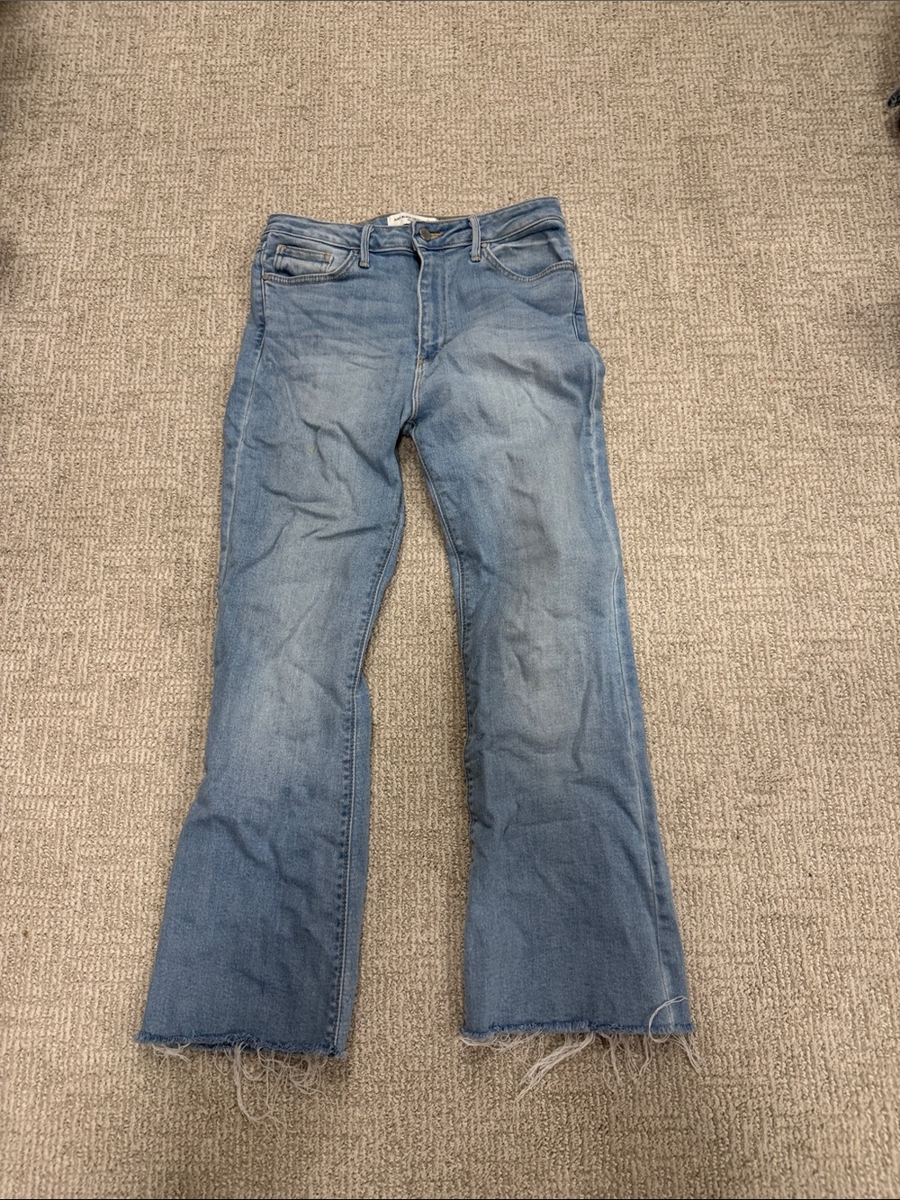 Just Black Light Blue Flare Jeans with Frayed Hem